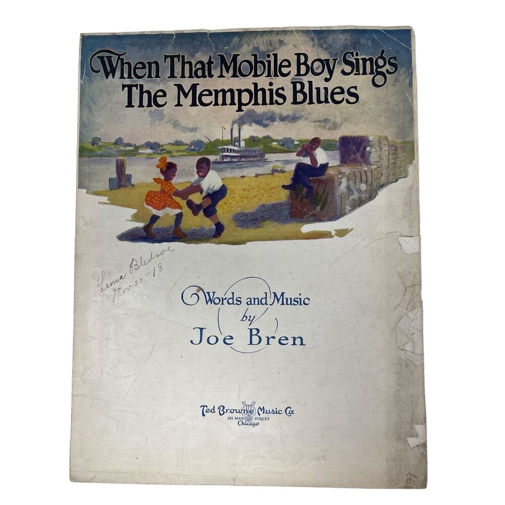 1918 When That Mobile Boy Sings The Memphis Blues Sheet Music Joe‎ Bren